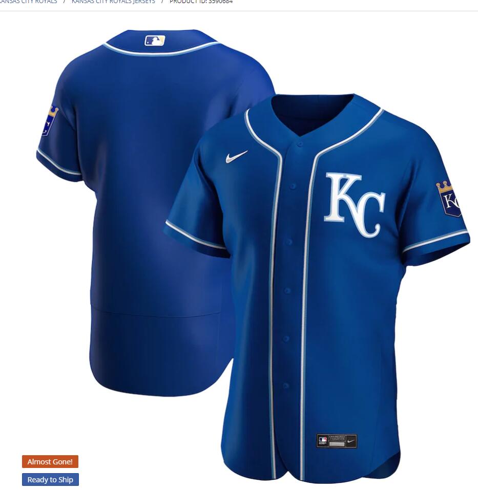 Men's Kansas City Royals Nike Royal Alternate Authentic Team Logo Jersey