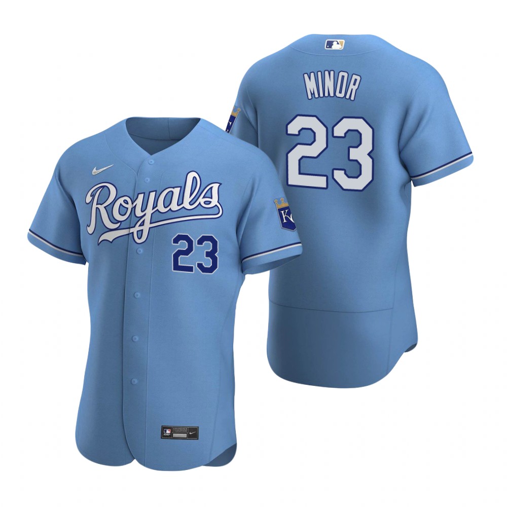 Men's Kansas City Royals #23 Mike Minor Light Blue Stitched Nike MLB Flex Base Jersey