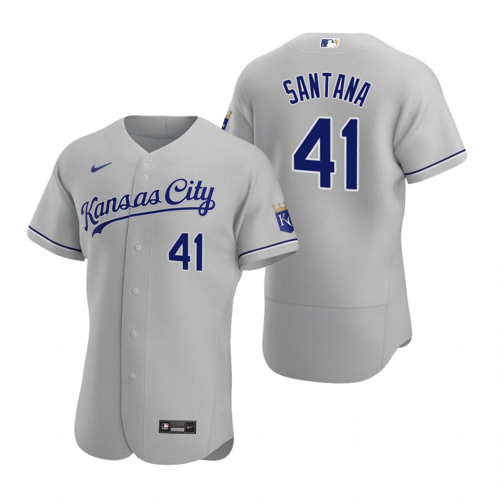 Men's Kansas City Royals #41 Carlos Santana Nike Gray Authentic Road Jersey