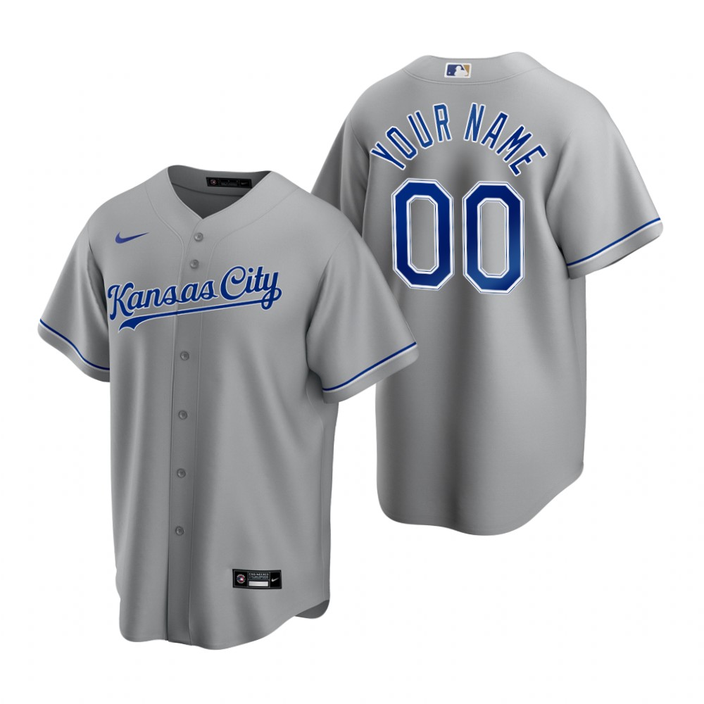 Men's Kansas City Royals Custom Nike Grey Stitched MLB Cool Base Jersey