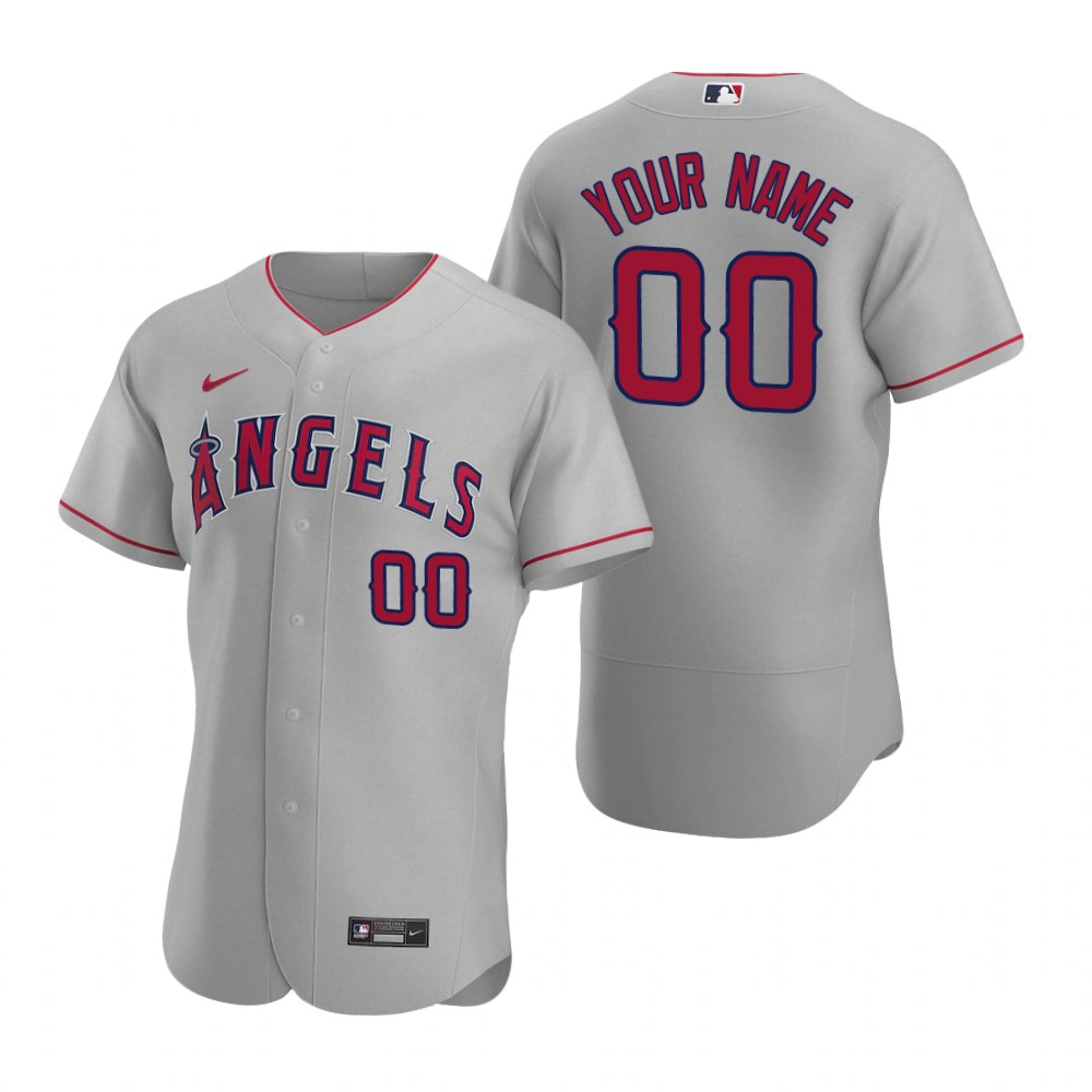 Mens Los Angeles Angels Custom Garret Anderson Bob Boone Reggie Jackson Rod Carew Nike Gray FlexBase Jersey