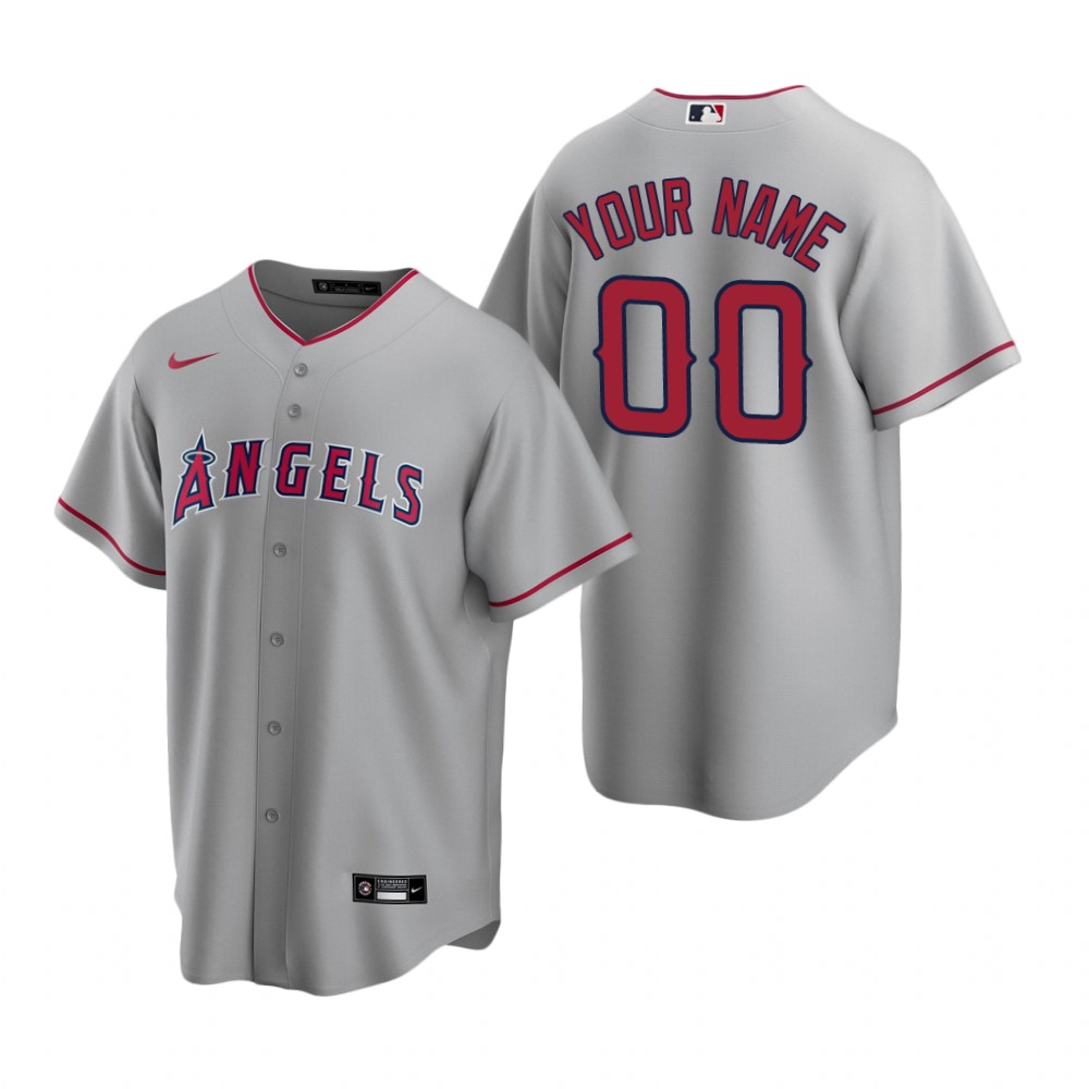 Men's Los Angeles Angels Custom Nike Gray Stitched MLB Cool Base Road Jersey