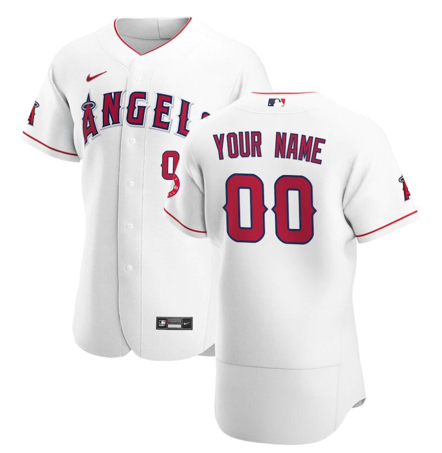 Men's Los Angeles Angels Custom  Home White Stitched Nike MLB Flex Base Jersey