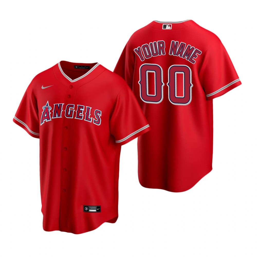 Men's Los Angeles Angels Custom Nike Red Stitched MLB Cool Base Jersey
