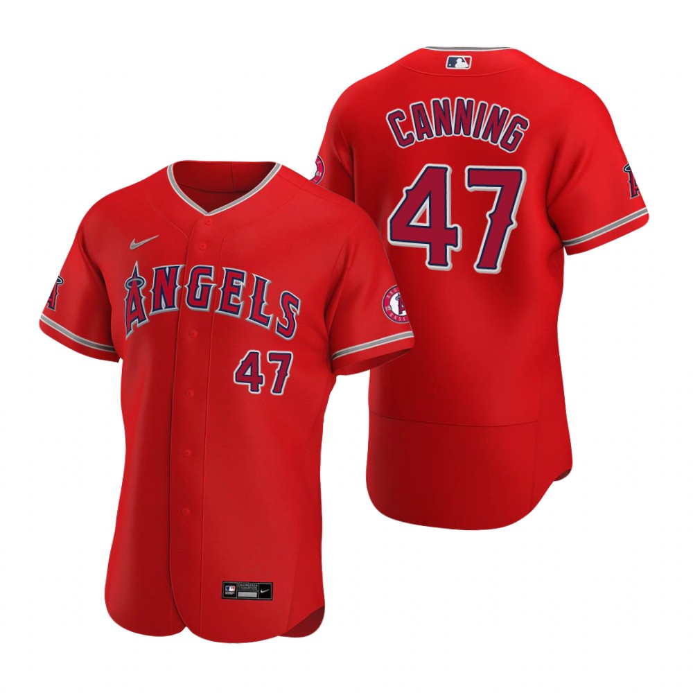 Men's Los Angeles Angels #47 Griffin Canning Nike Red Flex Base Baseball Jersey