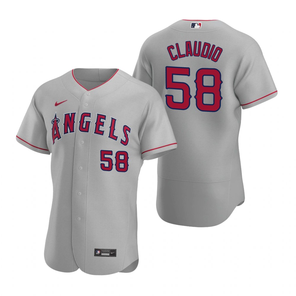 Men's Los Angeles Angels #58 Alex Claudio Nike Gray MLB Flex Base Baseball Jersey
