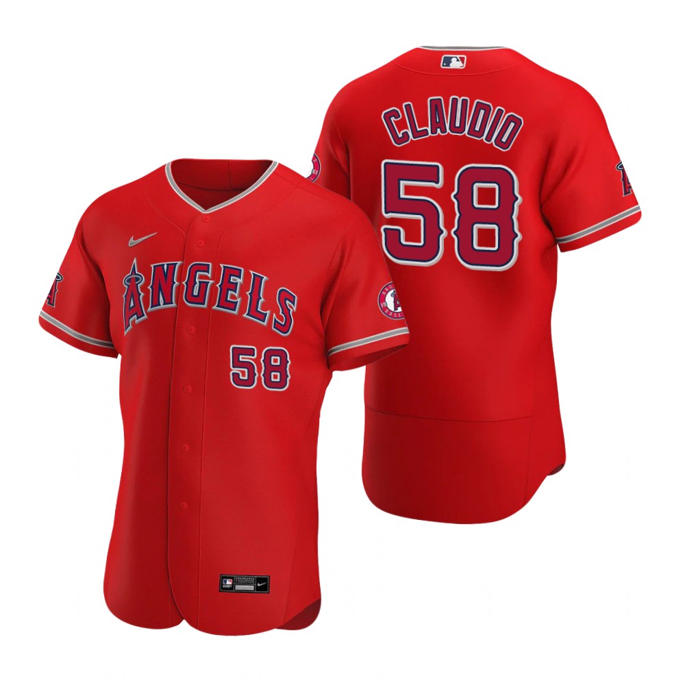 Men's Los Angeles Angels #58 Alex Claudio Nike Red MLB Flex Base Baseball Jersey
