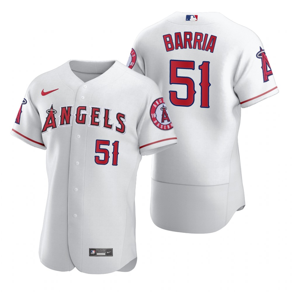 Men's Los Angeles Angels #51 Jaime Barria Nike White MLB Flex Base Baseball Jersey
