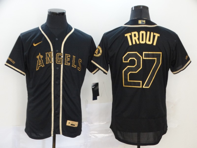 Men's Los Angeles Angels #27 Mike Trout Nike Road Gray Stitched MLB Cool Base Baseball Jersey