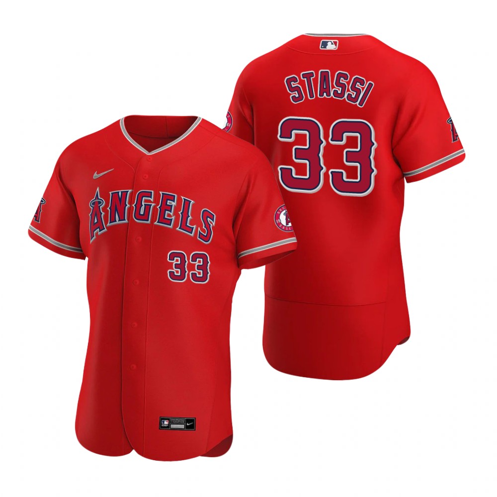 Men's Los Angeles Angels #33 Max Stassi Nike Red Flex Base Baseball Jersey