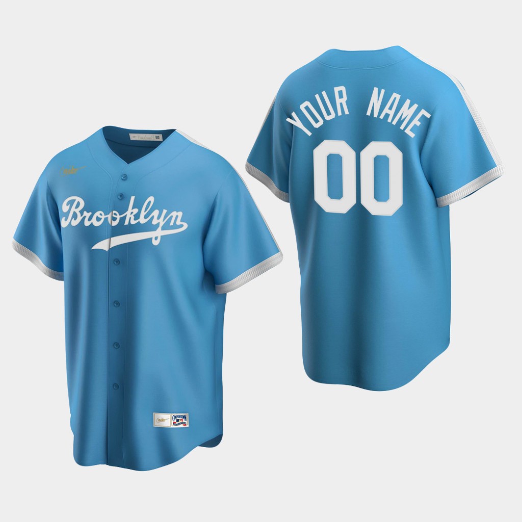 Men's Los Angeles Dodgers Custom Nike Light Blue Alternate Cooperstown Collection Jersey