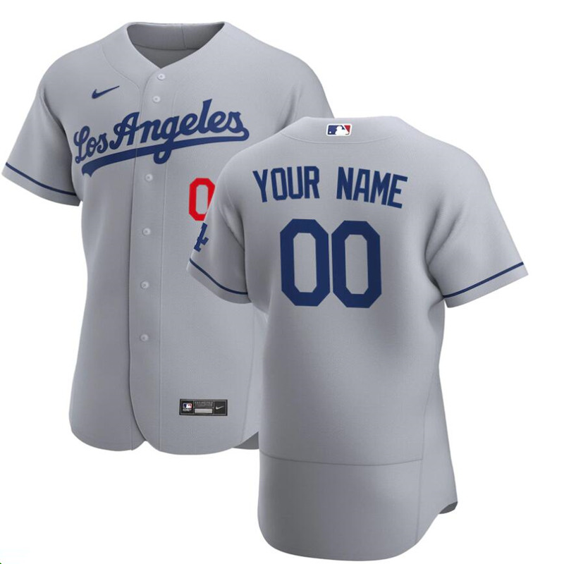 Men's Los Angeles Dodgers Nike Gray 2020 Road Authentic Custom MLB Flex Base Jersey