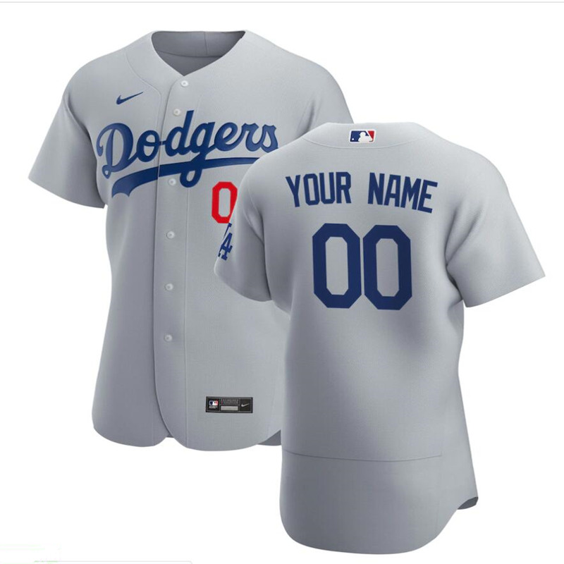 Men's Los Angeles Dodgers Nike Gray 2020 Alternate Authentic Custom Flex base Baseball Jersey