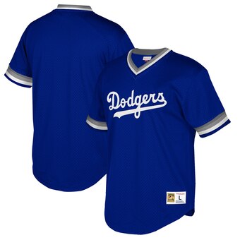 Men's Los Angeles Dodgers Mitchell & Ness Royal Big & Tall Cooperstown Collection Mesh Wordmark V-Neck Jersey