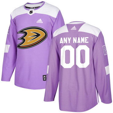 Men's Anaheim Ducks Purple Pink Custom Adidas Hockey Fights Cancer Practice Jersey