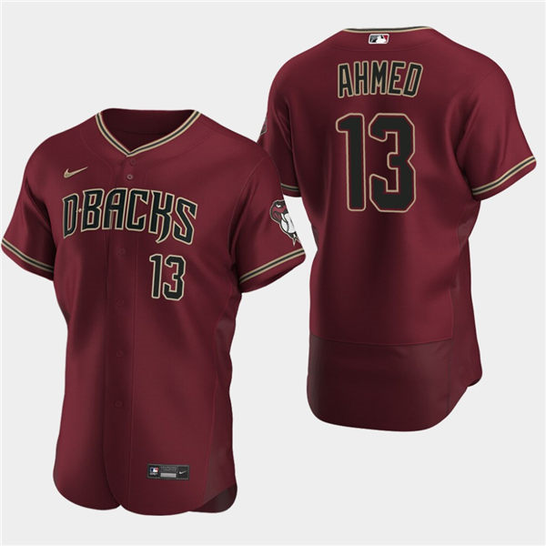 Men's  Arizona Diamondbacks Nick Ahmed #13 Authentic 2020 Alternate Crimson Jersey