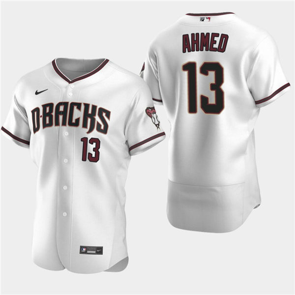 Arizona Diamondbacks Nick Ahmed #13 Authentic 2020 Home White Crimson Jersey Men's