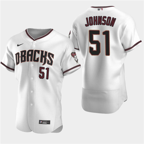 Men's Arizona Diamondbacks Randy Johnson #51 Authentic Home White Crimson Jersey