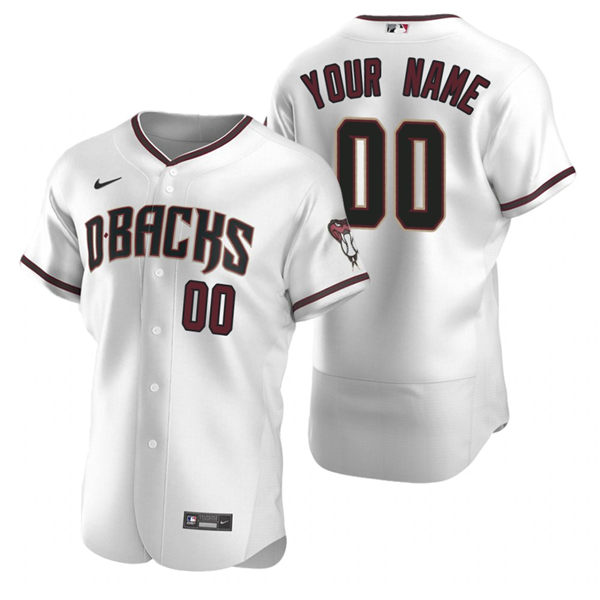 Men's Arizona Diamondbacks Custom Nike White Crimson Stitched MLB Flex Base Home Jersey