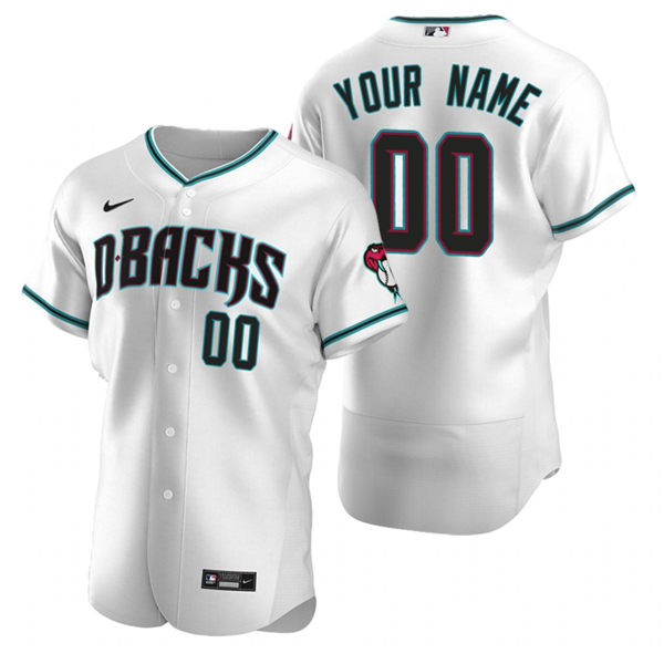 Men's Arizona Diamondbacks Custom Nike White Teal Stitched MLB Flex Base Jersey