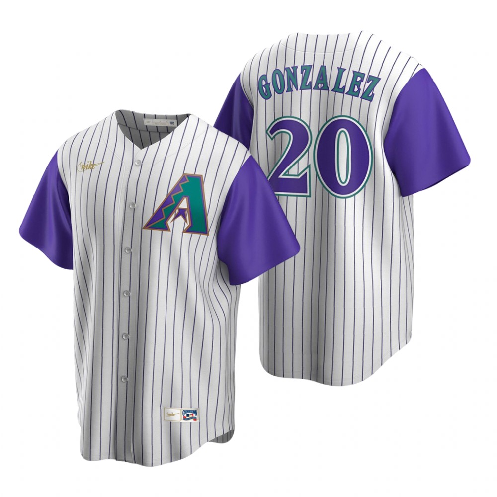 Mens Arizona Diamondbacks #20 Luis Gonzalez Nike Cream Purple Cooperstown Collection Alternate Jersey