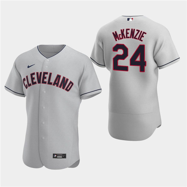 Men's Cleveland Indians Triston McKenzie #24 Gray Road Authentic Jersey