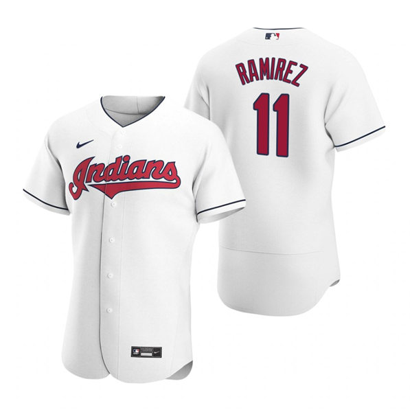Men's Cleveland Indians #11 Jose Ramirez  Nike White Flex Base Baseball Jersey