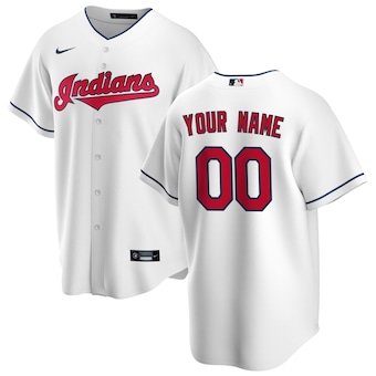 Men's Cleveland Indians Custom White Nike MLB Cool Base Baseball Jersey