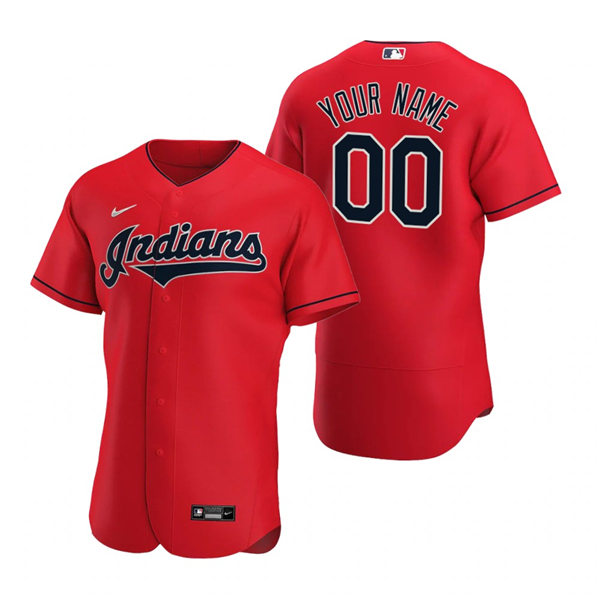 Men's Cleveland Indians Custom Nike Red Flex Base Alternate Jersey