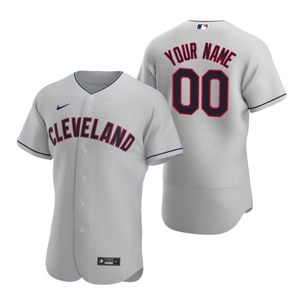 Men's Cleveland Indians Custom Nike Gray Flex Base Road Jersey