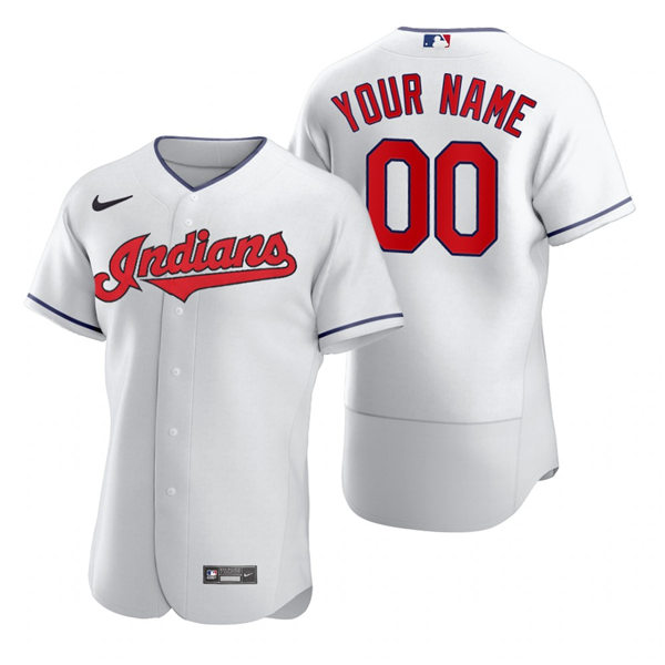 Men's Cleveland Indians Custom Nike White Stitched MLB Flex Base Jersey