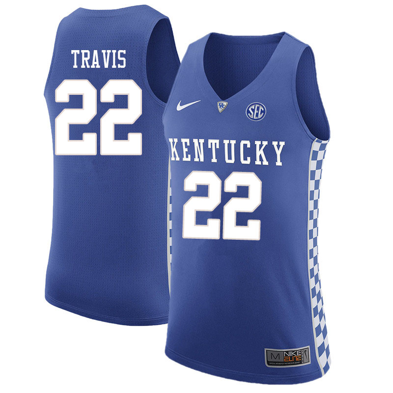Mens Kentucky Wildcats #22 Reid Travis Royal Nike NCAA Basketball JERSEY