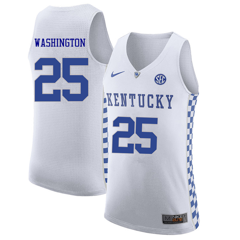 Mens Kentucky Wildcats #25 PJ Washington White Nike NCAA COLLEGE Basketball GAME JERSEY