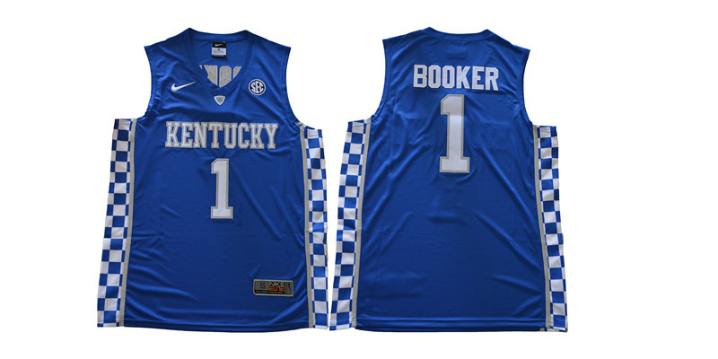 Mens Kentucky Wildcats #1 Devin Booker Royal Nike NCAA Basketball JERSEY