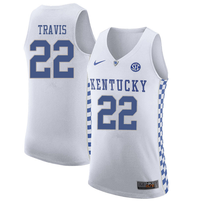 Mens Kentucky Wildcats #22 Reid Travis White Nike NCAA Basketball JERSEY