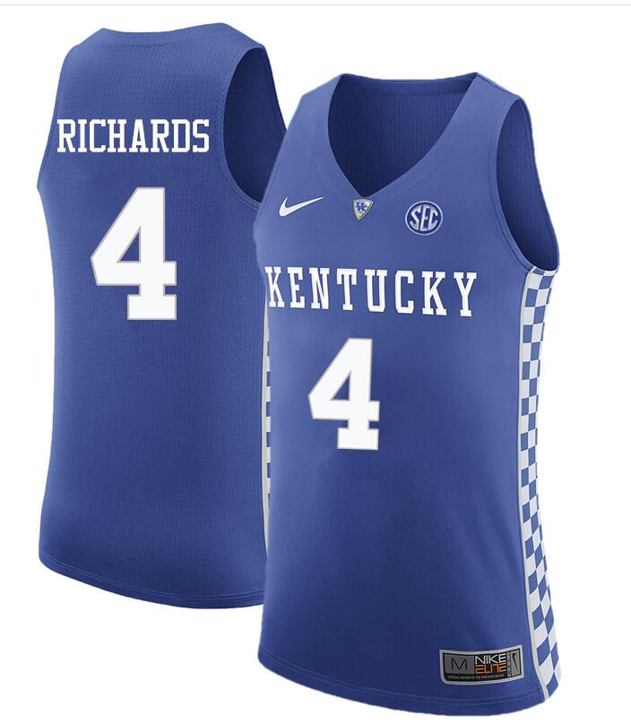 Mens Kentucky Wildcats #4 Nick Richards Royal Nike NCAA Basketball JERSEY