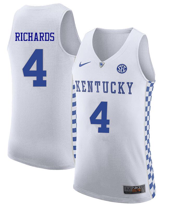 Mens Kentucky Wildcats #4 Nick Richards White Nike NCAA Basketball JERSEY