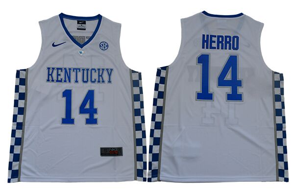Mens Kentucky Wildcats #14 Tyler Herro White Nike NCAA Basketball JERSEY