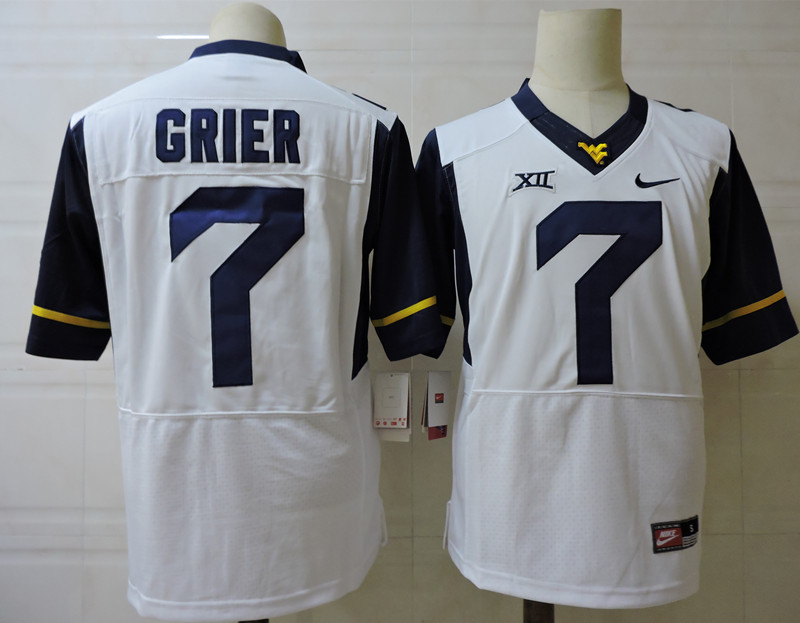 Mens West Virginia Mountaineers #7 Will Grier White Nike Elite Game Football Jersey