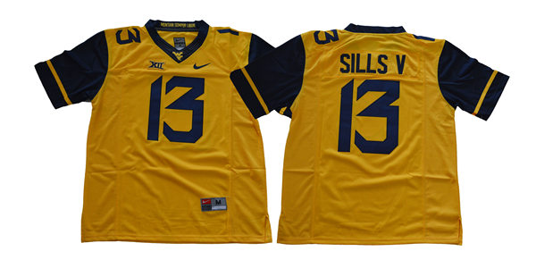 Mens West Virginia Mountaineers #13 David Sills V Navy Nike Limited Football Jersey