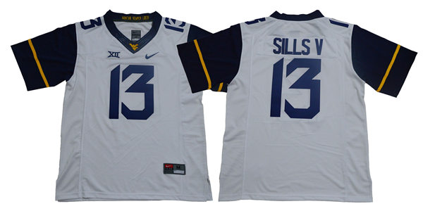 Mens West Virginia Mountaineers #13 David Sills V White Nike Limited Football Jersey