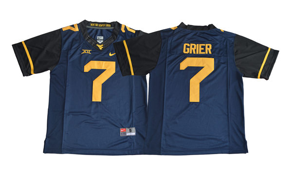 Mens West Virginia Mountaineers #7 Will Grier Navy Nike Limited Football Jersey
