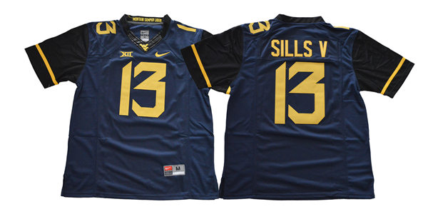 Mens West Virginia Mountaineers #13 David Sills V Gold Nike Limited Football Jersey