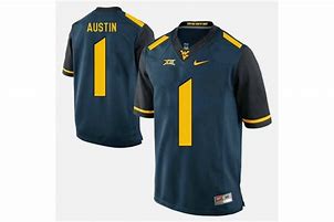 Mens West Virginia Mountaineers #1 Tavon Austin Navy Nike Limited Football Jersey