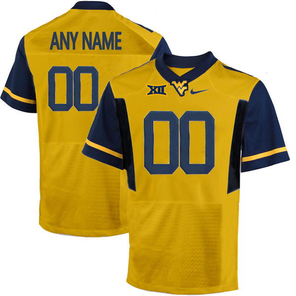 Mens West Virginia Mountaineers Customized Gold Nike Elite Game Football Jersey