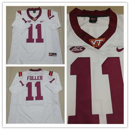 Mens Virginia Tech Hokies #11 Kendall Fuller White Nike Football Performance Jersey