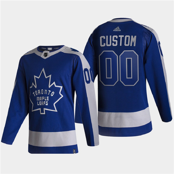 Men Toronto Maple Leafs Custom Adidas 2021 Season Reverse Retro Special Edition Authentic Blue Jersey
