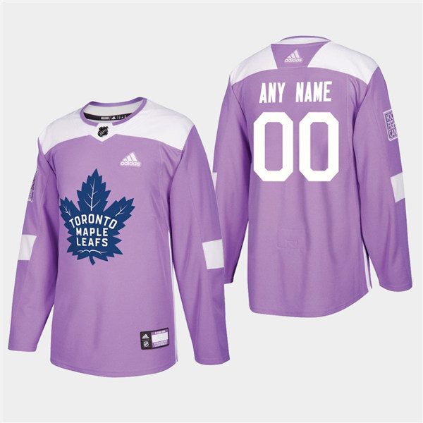 Men's Toronto Maple Leafs Custom Adidas 2018 Lavender Warmup Practice Hockey Fights Cancer Jersey