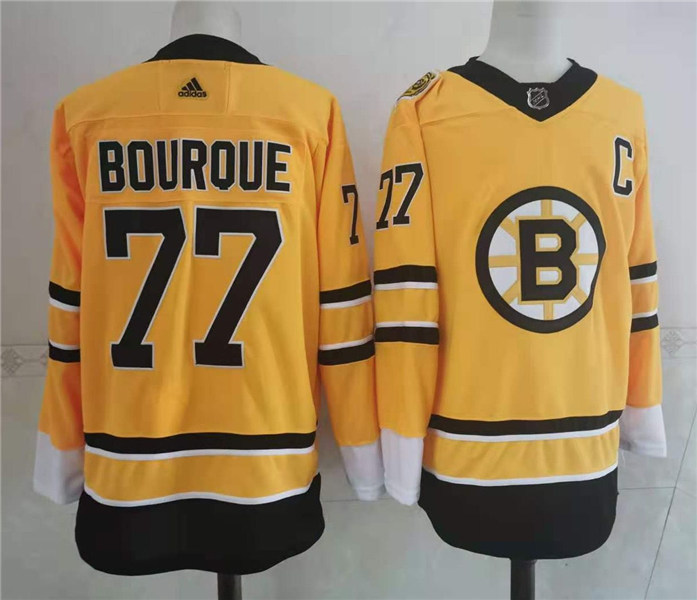 Men's Boston Bruins Retired Player #77 Ray Bourque Yellow 2021 adidas NHL REVERSE RETRO JERSEYS