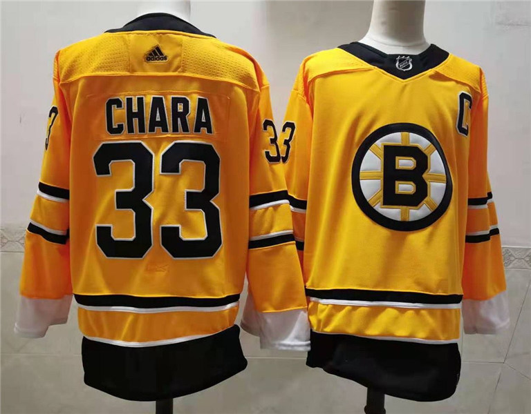 Men's Boston Bruin #33 Zdeno Chara Yellow 2021 adidas NHL REVERSE RETRO JERSEYS